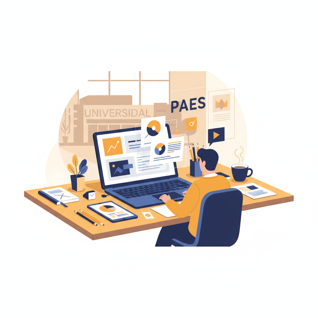 Imagen destacada del artículo "¿Sirve un preuniversitario online para la PAES 2026?". Temas: preuniversitario online PAES 2026, preparación PAES 2026, estudiar PAES online. Blog mejorpreu.cl sobre PAES 2026 y Preu Filadd.